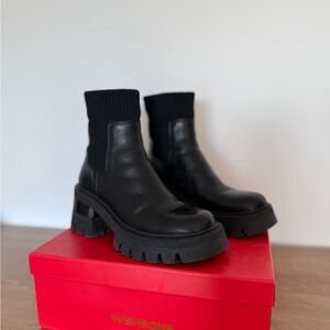 Wishbone Black Heeled Ankle Boots - Kendall